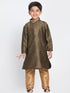Boys' Black Cotton Silk Blend Kurta and Pyjama Set