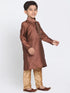 Boys' Maroon Cotton Silk Blend Kurta and Pyjama Set