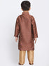 Boys' Maroon Cotton Silk Blend Kurta and Pyjama Set