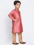 Boys' Pink Cotton Silk Blend Kurta and Pyjama Set