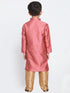Boys' Pink Cotton Silk Blend Kurta and Pyjama Set