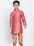 Boys' Pink Cotton Silk Blend Kurta and Pyjama Set