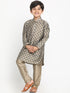Boy's Chiku Brown Printed Kurta With Pyjama Set