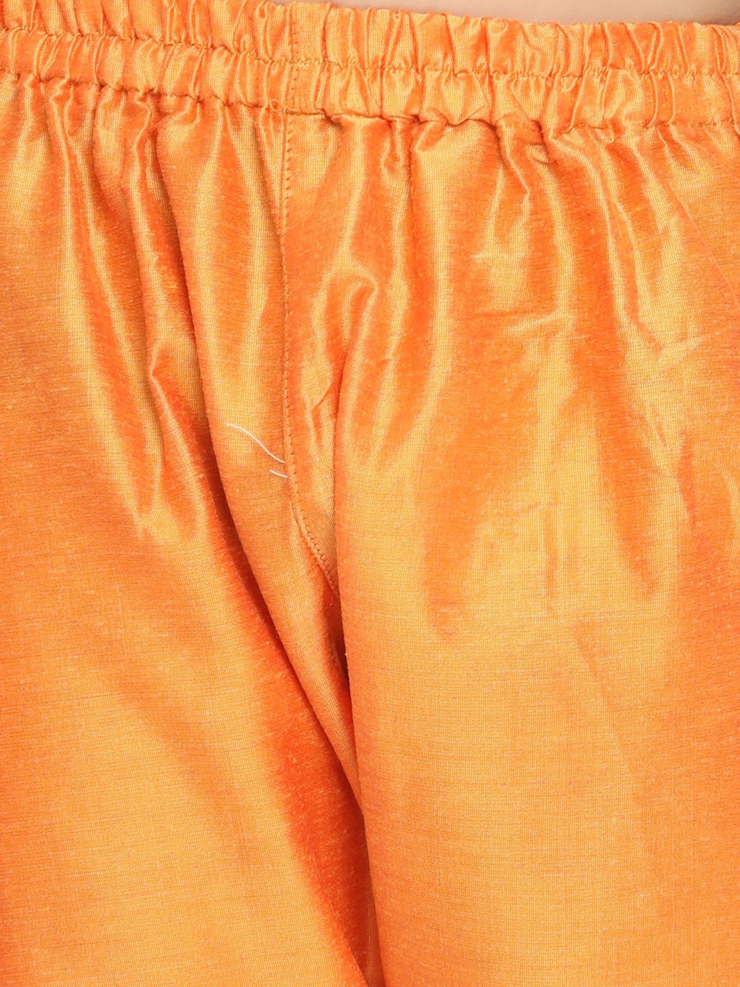 Boy's Orange Printed Design Kurta With Churidar