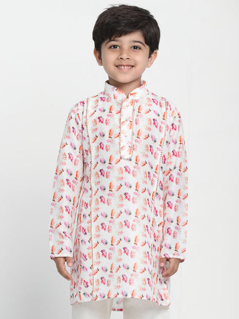 Boy's Multi-Coloured Printed Embellished Kurta