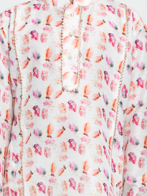 Boy's Multi-Coloured Printed Embellished Kurta