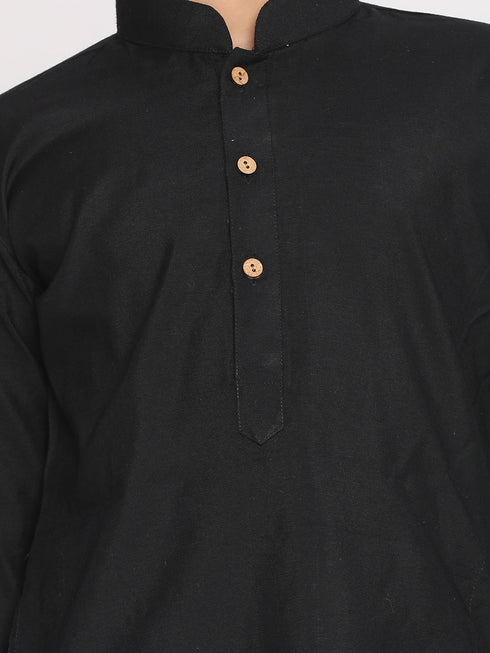 Boy's Black Kurta With Pyjama