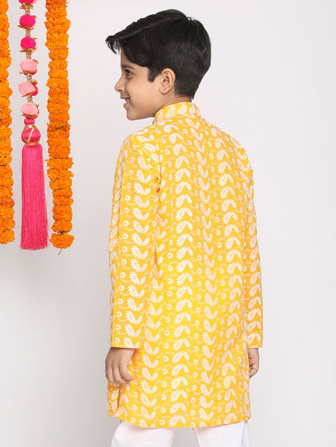 Boy's Orange Pure Cotton Kurta