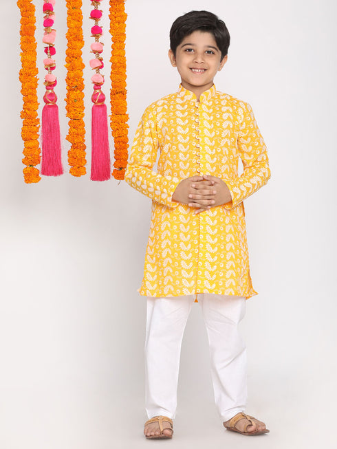 Boy's Orange Pure Cotton Kurta