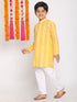 Boy's Orange And White Kurta Pyjama Set