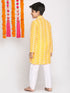 Boy's Orange And White Kurta Pyjama Set