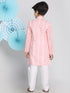 Boys Pink And White Kurta Pyjama Set