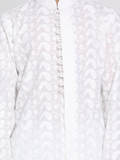 Boys White Kurta Pyjama Set