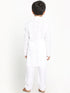 Boy's White Embroidered Kurta With Pyjama Set