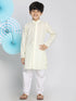 Boys Yellow And White Kurta Pyjama Set