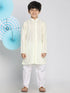 Boys Yellow And White Kurta Pyjama Set
