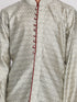 Boy's' Grey And Maroon Jacquard Kurta Pyjama Set