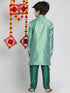 Boy's' Green Jacquard Kurta Pyjama Set