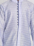 Boy's' Lavender And Navy Blue Jacquard Kurta Pyjama Set