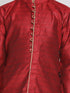 Boy's' Maroon And Rose Gold Jacquard Kurta Pyjama Set