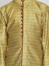 Boy's' Yellow And Maroon Jacquard Kurta Pyjama Set