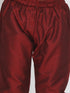 Boy's' Yellow And Maroon Jacquard Kurta Pyjama Set