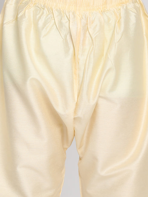 Boy's' Multicolor-Base-Navy Blue Kurta And Pyjama Set With Leheria Border