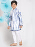 Boy's' Blue And White Kurta Pyjama Set