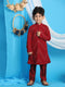Boy's' Maroon Mirror Kurta Pyjama Set