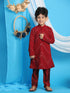 Boy's' Maroon Mirror Kurta Pyjama Set