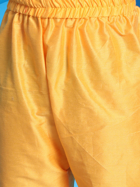 Boy's' Yellow Mirror Kurta Pyjama Set