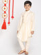 Boy's Cream Color Angrakha Kurta With Pyjama Set