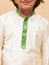 Boy's' Green And White Kurta With Mundu Set