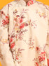 Boy's Yellow Floral Printed Angrakha Kurta With Cream Solid Pyjama Set