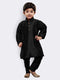 Boys' Black Cotton Silk Kurta and Pyjama Set