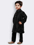 Boys' Black Cotton Silk Kurta and Pyjama Set