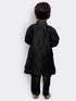 Boys' Black Cotton Silk Kurta and Pyjama Set
