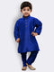 Boys' Blue Cotton Silk Kurta and Pyjama Set