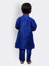 Boys' Blue Cotton Silk Kurta and Pyjama Set