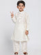 Boys' Gold Cotton Silk Blend Kurta and Pyjama Set