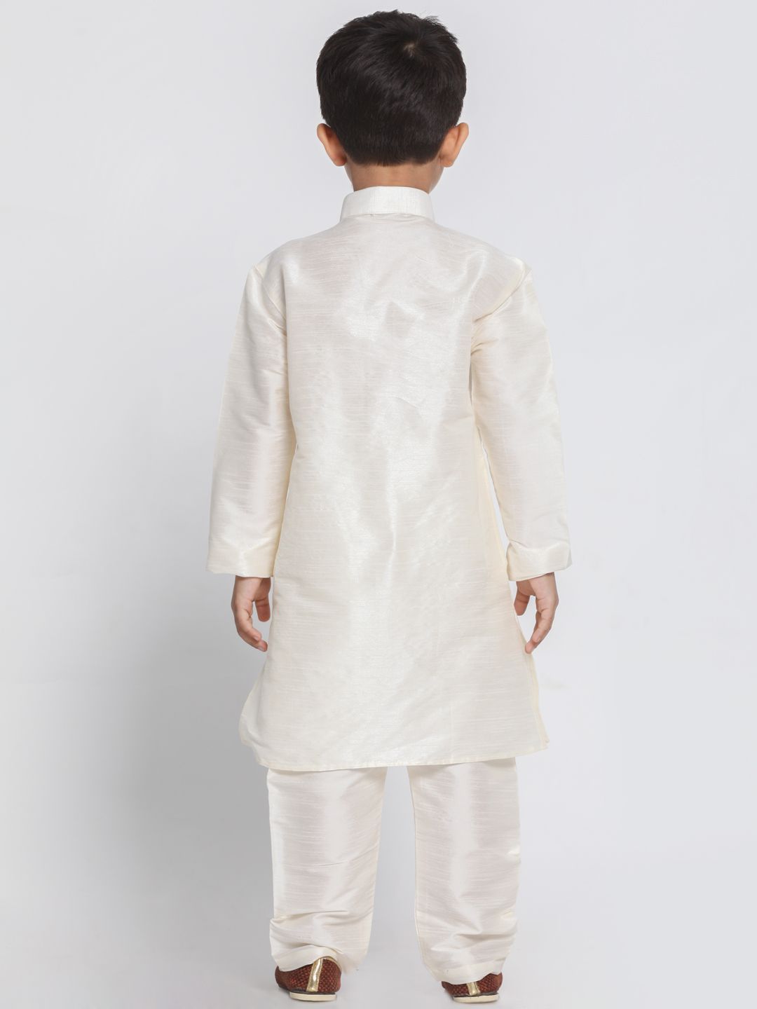 Boys' Gold Cotton Silk Blend Kurta and Pyjama Set