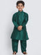 Boys' Green Cotton Silk Blend Kurta and Pyjama Set