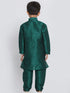 Boys' Green Cotton Silk Blend Kurta and Pyjama Set