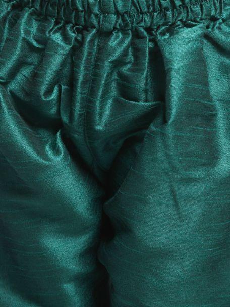 Boys' Green Cotton Silk Blend Kurta and Pyjama Set