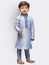 Boys' Light Blue Cotton Silk Kurta and Pyjama Set
