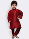 Boys' Maroon Cotton Silk Kurta and Pyjama Set
