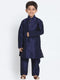 Boys' Deep Blue Cotton Silk Blend Kurta and Pyjama Set