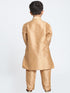 Boys' Gold Cotton Silk Kurta and Pyjama Set