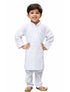 Boys' White Cotton Kurta, Pyjama & Dupatta Set