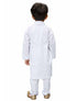 Boys' White Cotton Kurta, Pyjama & Dupatta Set